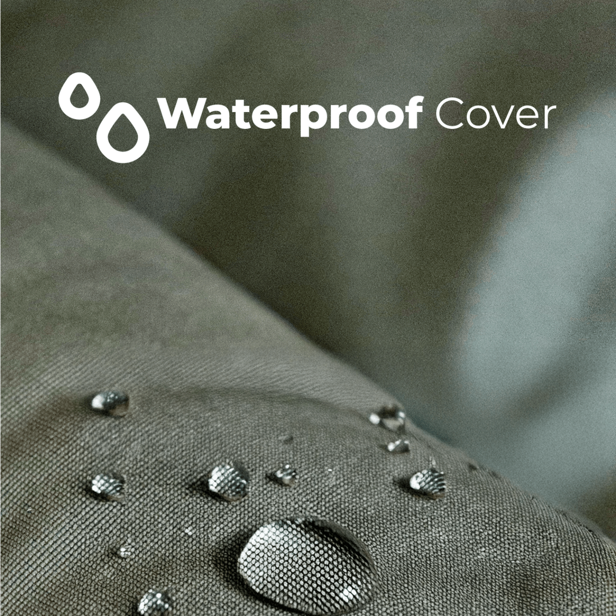 Waterproof cover with water droplets on a textured surface